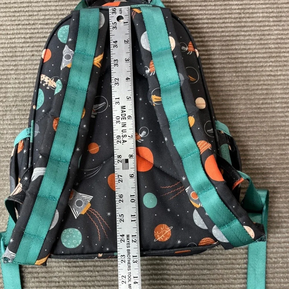 Crate & Kids Outer Space Galaxy Print Small Backpack Black Teal Rocket Ship